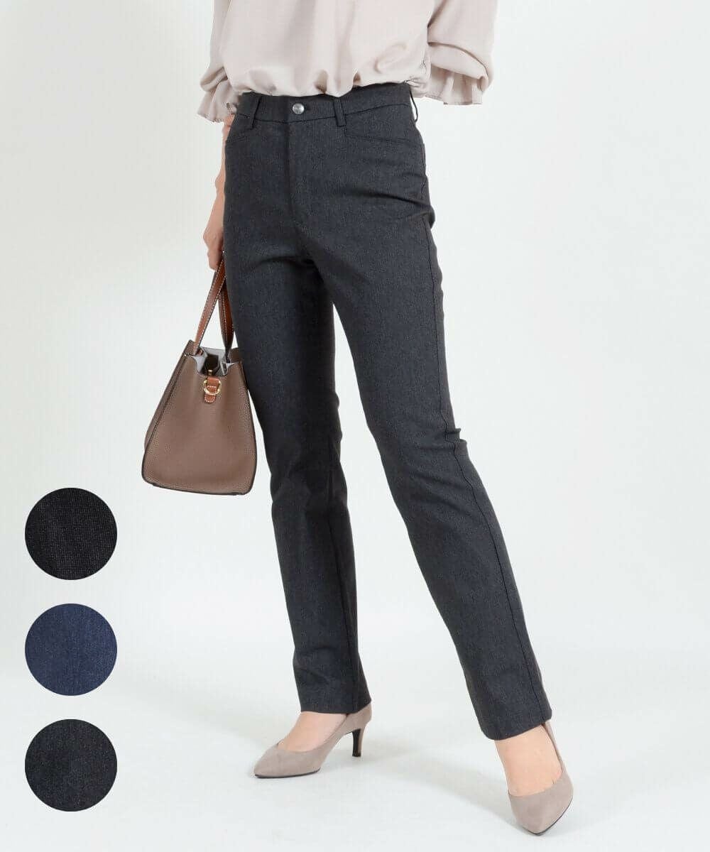 SALE] デニム見えラクの美ストレートパンツ 股下72cm | CAFE TABi